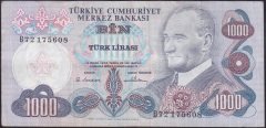 6.EMİSYON 1.TERTİP 1000 LİRA B72 175608 ÇOK TEMİZ +