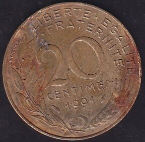 Fransa 20 Centimes 1991