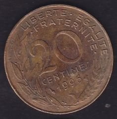Fransa 20 Centimes 1996