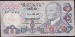 6.EMİSYON 1.TERTİP 1000 LİRA B55 284370 ÇOK TEMİZ