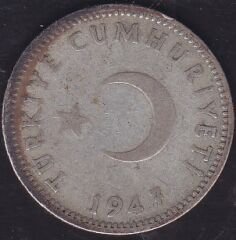 1947 Yılı 1 Lira Gümüş