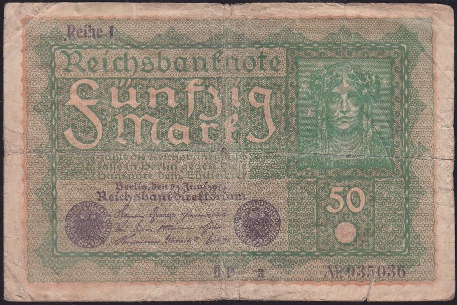 Almanya 50 Mark 1919 Temiz