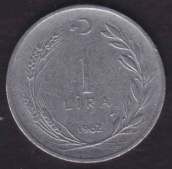1962 Yılı 1 Lira ( Ters )