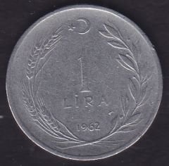 1962 Yılı 1 Lira ( Ters )