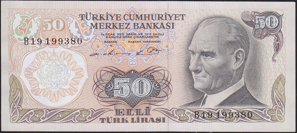 6.Emisyon 1.Tertip 50 Lira B19 199380 Çilaltı Çil