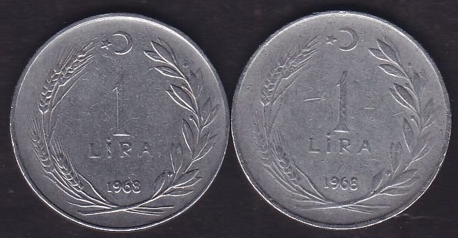 1968 Yılı 1 Lira (Ters Düz Takım)