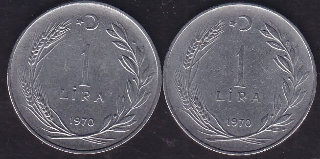 1970 Yılı1 Lira (Ters Düz Takım)