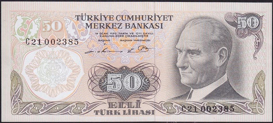 6.Emisyon 1.Tertip 50 Lira C21 002385 Çil