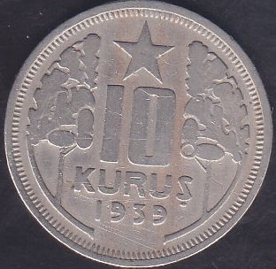 1939 Yılı 10 Kuruş Çok Temiz