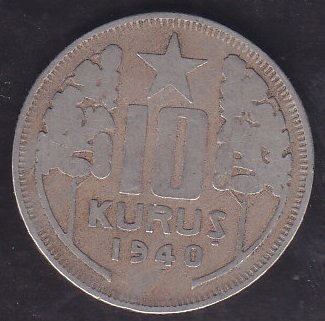 1940 Yılı 10 Kuruş Çok Temiz