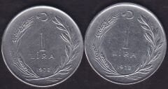 1978 Yılı 1 Lira (Ters Düz Takım)