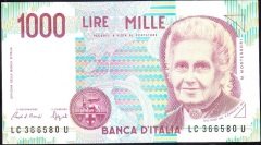 İtalya 1000 Lire 1990 Çok Çok Temiz