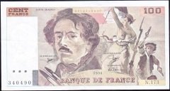 Fransa 100 Frank 1990 Çok Temiz +