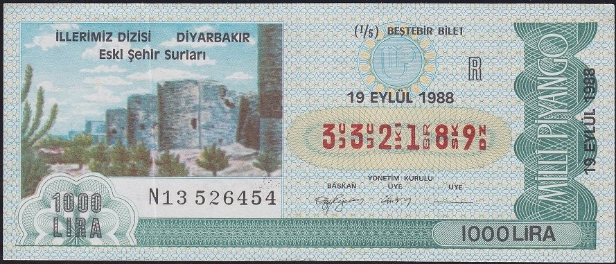 1988 19 Eylül Beşte Bir Bilet - R Serisi