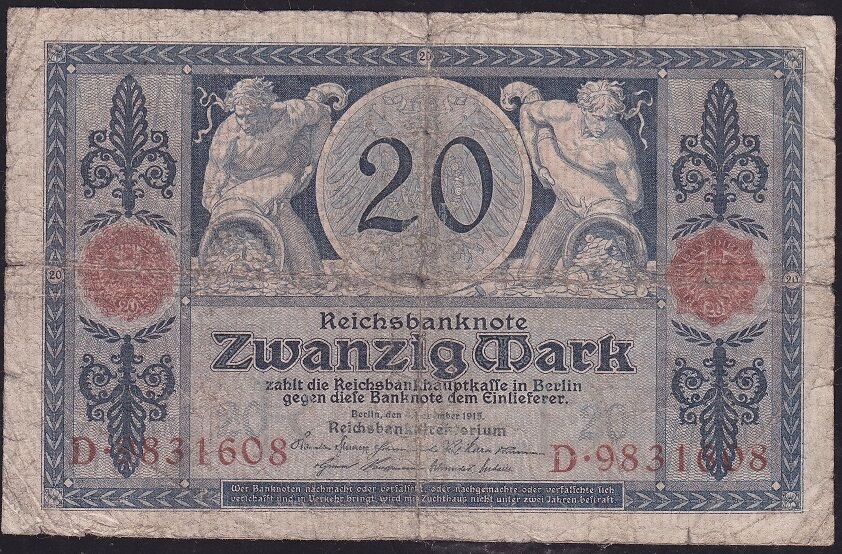 Almanya 20 Mark 1915 Temiz