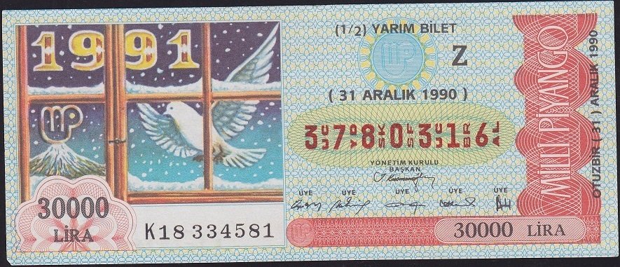 1990 31 Aralık Yarım Bilet - Z Serisi