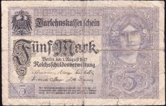 Almanya 5 Mark 1917 Temiz 8 rakamlı ( R54c )