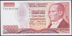 7.Emisyon 1.Tertip 20000 Lira F02 402339 Çilaltı Çil