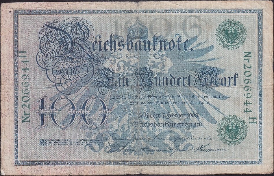 Almanya 100 Mark 1908 Temiz