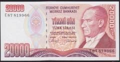 7.Emisyon 1.Tertip 20000 Lira E87 819966 Çil