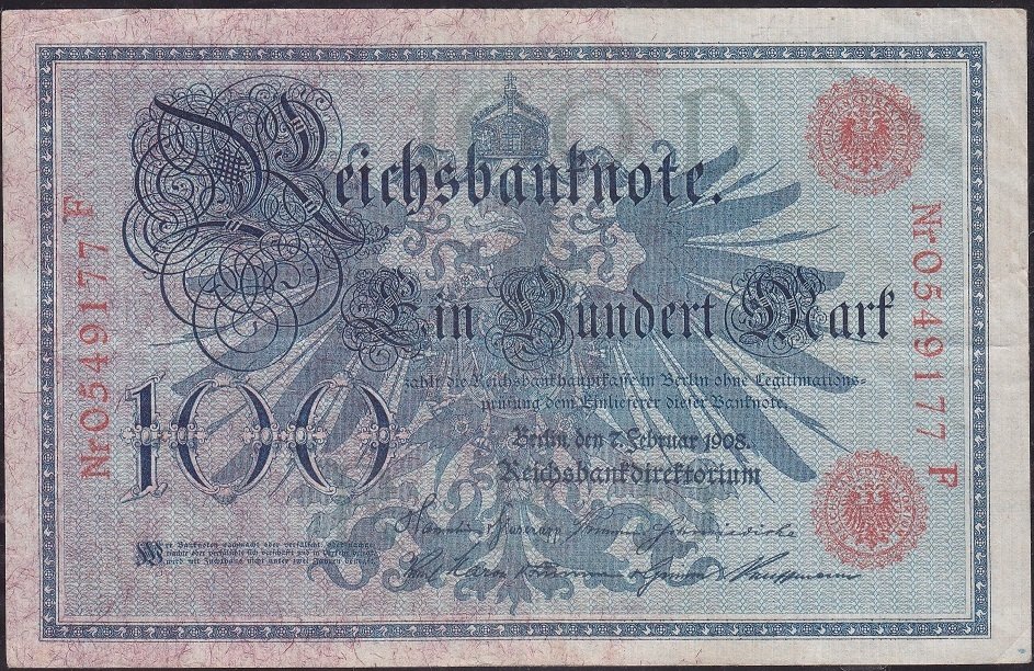 Almanya 100 Mark 1908 Çok Temiz +