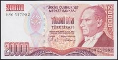 7.Emisyon 1.Tertip 20000 Lira E80 517992 Çil