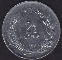 1980 Yılı 2.5 Lira Düz Çilaltı Çil