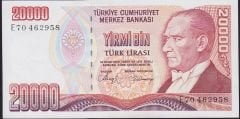 7.Emisyon 1.Tertip 20000 Lira E70 462958 Çil