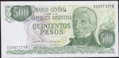 Arjantin 500 Pesos 1977 Çilaltı Çil ( Sararma lekeleri var) Pick 303d