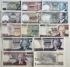 Türkiye Cumhuriyeti Kağıt Para Lotu 13 Adet Çil