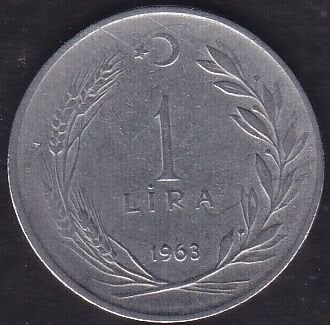 1963 Yılı 1 Lira ( Ters )