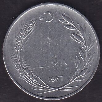 1967 Yılı 1 Lira ( Ters )