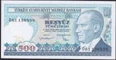 7.Emisyon 2.Tertip 500 Lira D61 136898 Çil