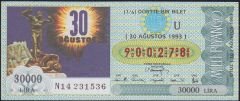 1993 30 Ağustos Çeyrek Bilet - U Serisi