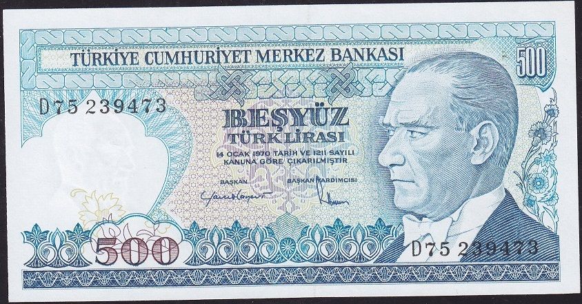 7.Emisyon 2.Tertip 500 Lira D75 239473 Çil