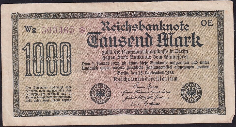 Almanya 1000 Mark 1923 Çok Temiz+