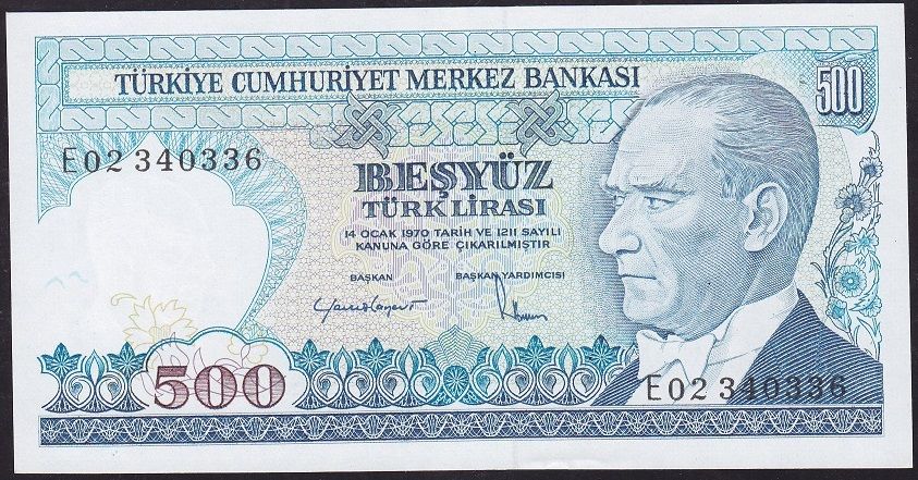 7.Emisyon 2.Tertip 500 Lira E02 340336 Çilaltı