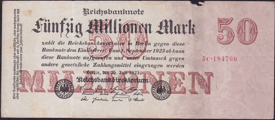 Almanya 50 Milyon Mark 1923 İyi