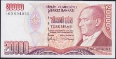 7.Emisyon 1.Tertip 20000 Lira E63 604051 Çil