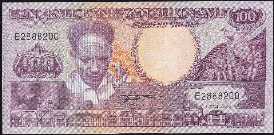 Suriname 100 Gulden 1986 Çilaltı Çil Pick 133a