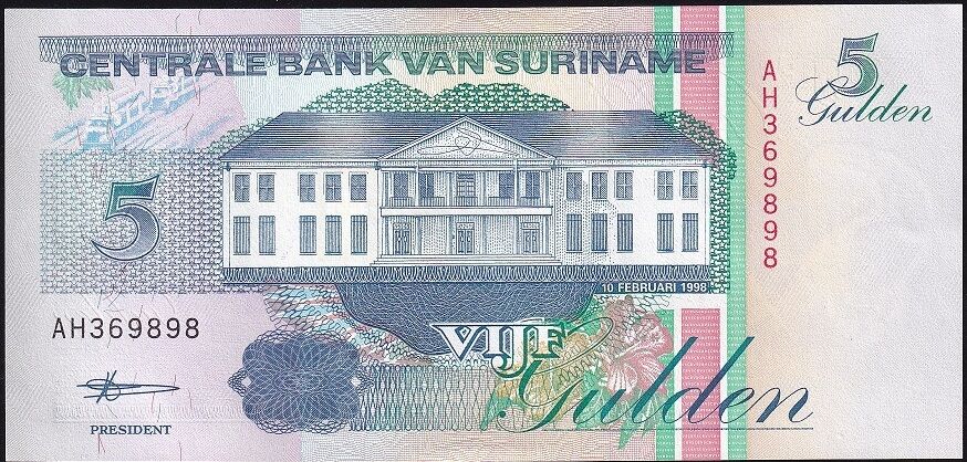 Suriname 5 Gulden 1998 Çil Pick 136c 9898