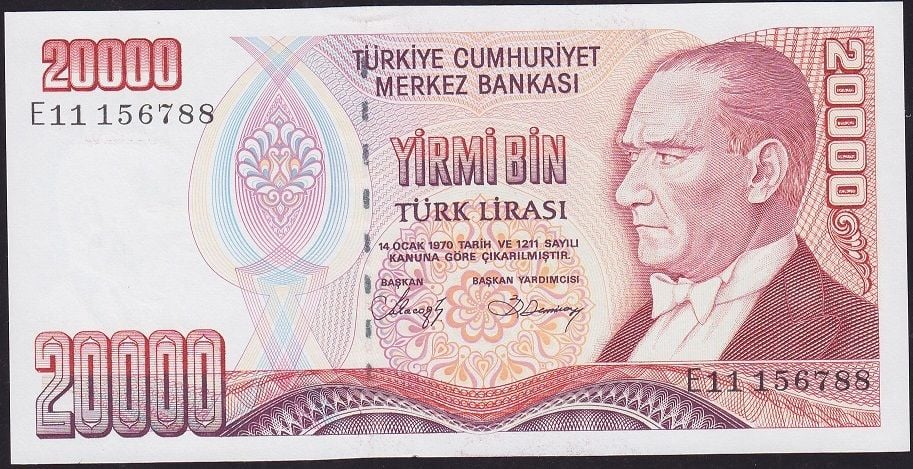 7.Emisyon 1.Tertip 20000 Lira E11 156788 Çilaltı Çil