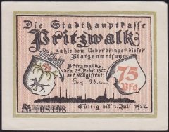 Almanya 75 Pfennig Notgeld 1922 Çil