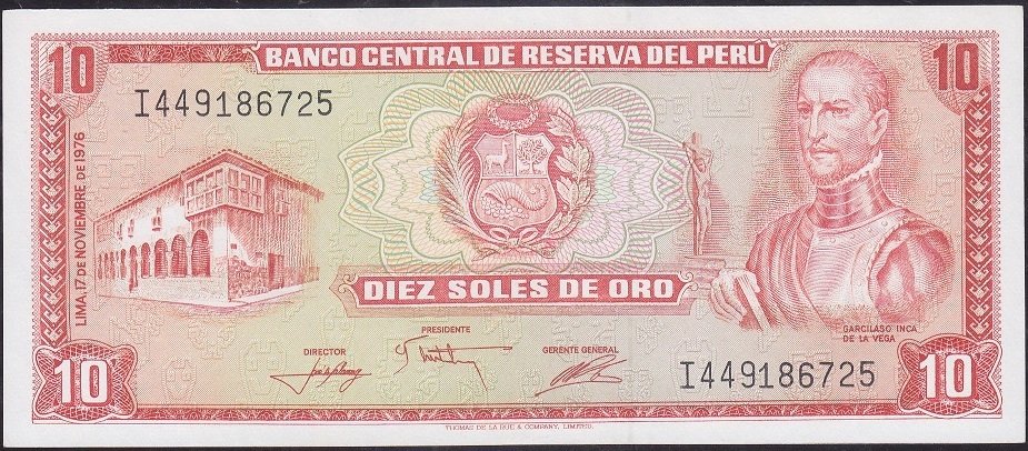 Peru 10 Soles 1976 Çil