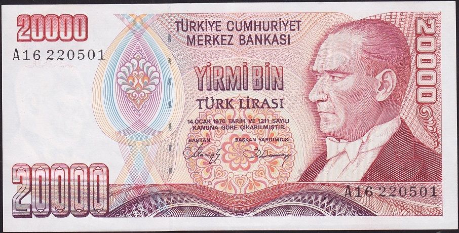 7.Emisyon 1.Tertip 20000 Lira A16 220501 Çilaltı