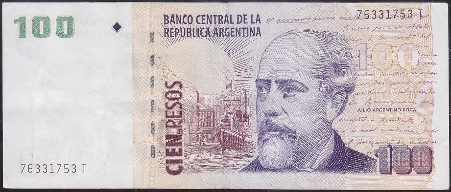 Arjantin 100 Pesos 2010-2013 Çok Temiz + Pick357a.4
