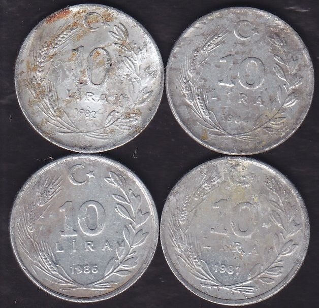 1982 -84-86-87 Yılı 10 Lira Lotu