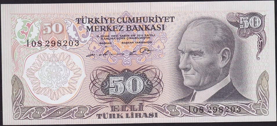 6.Emisyon 1.Tertip 50 Lira I08 298203 Çilaltı Çil