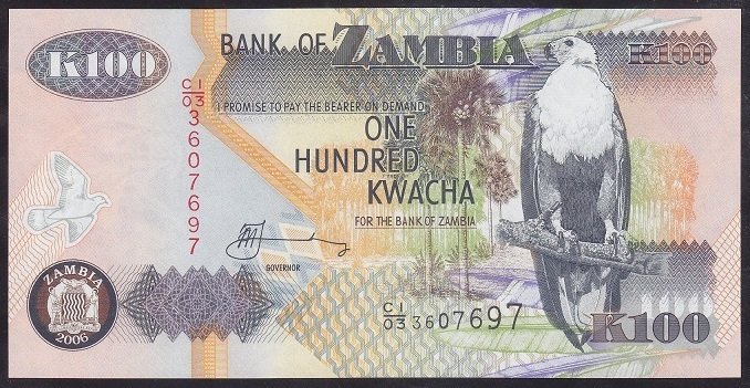 Zambia 100 Kwacha 2006 Çil Pick 38f