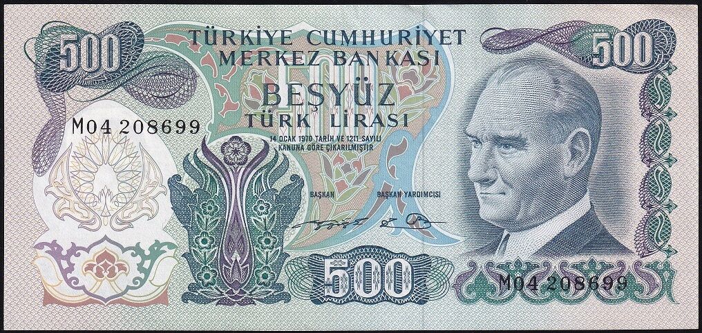 6.Emisyon 2.Tertip 500 Lira M04 208699 Çilaltı Çil